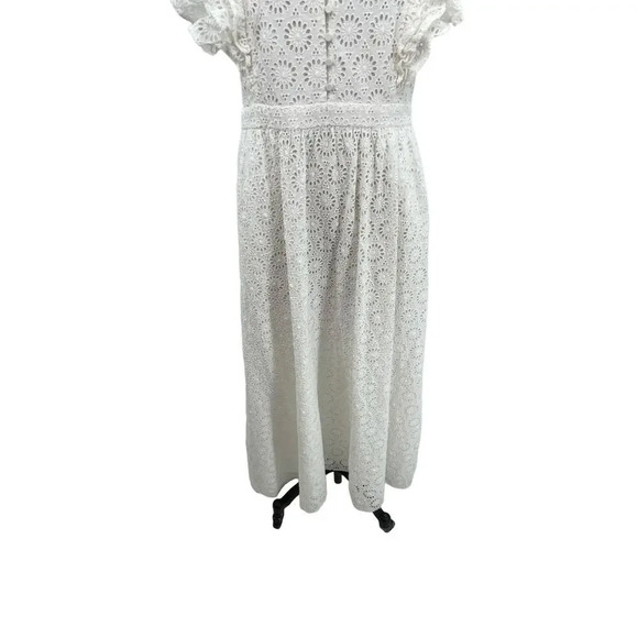 J. Crew Ruffle-Sleeve Maxi Dress in Eyelet in White Size 14 - Picture 5 of 15